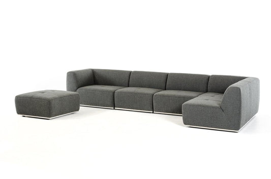 Gray Modular 5 Piece Sectional with Ottoman - AFS