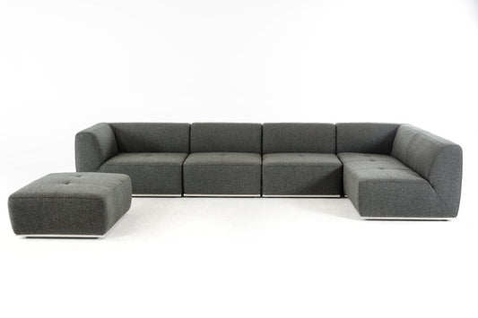 Gray Modular 5 Piece Sectional with Ottoman - AFS