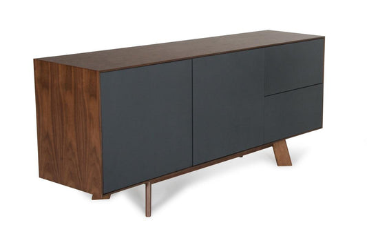 30" Charcoal Grey and Walnut Veneer MDF and Metal Buffet - AFS