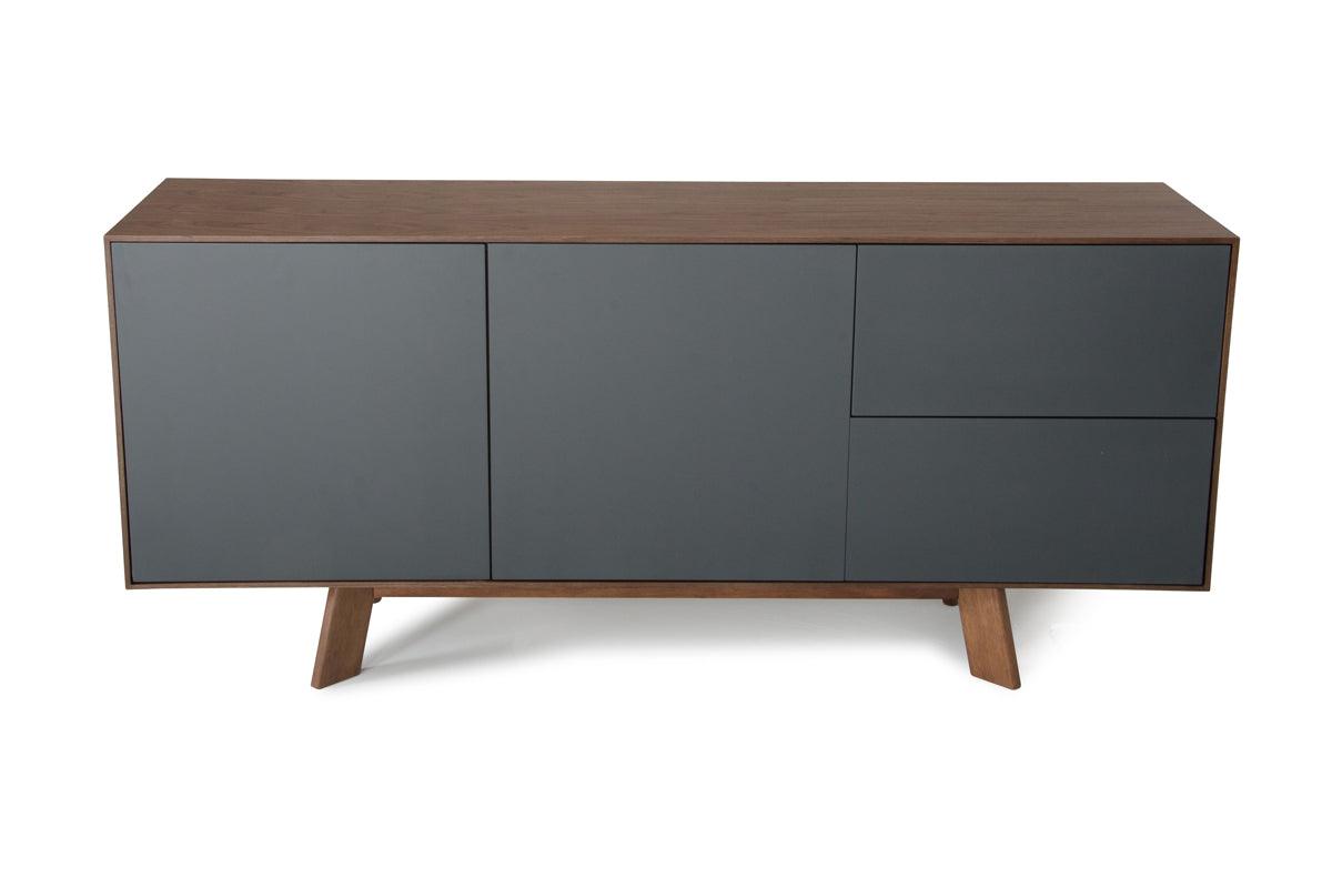 30" Charcoal Grey and Walnut Veneer MDF and Metal Buffet - AFS