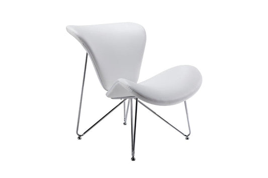 34" White Fabric Polyester and Metal Accent Chair - AFS