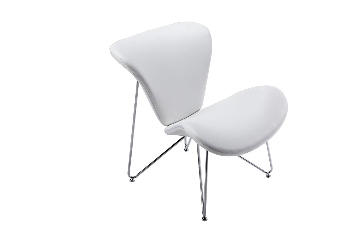 34" White Fabric Polyester and Metal Accent Chair - AFS