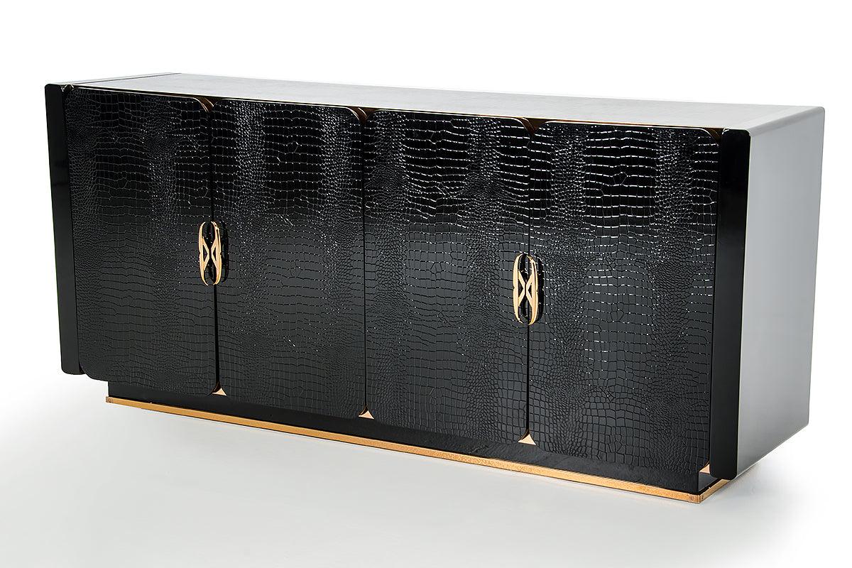 32" Black Crocodile and Rosegold MDF Buffet - AFS