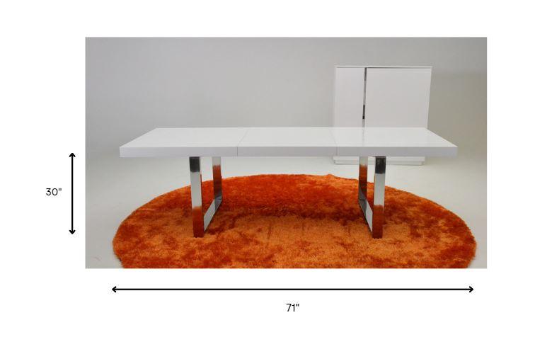 30" White MDF Extendable Dining Table with Stainless Steel Legs - AFS