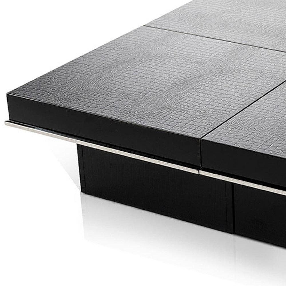 12" Black Gloss Coffee Table with Pull Out Squares - AFS