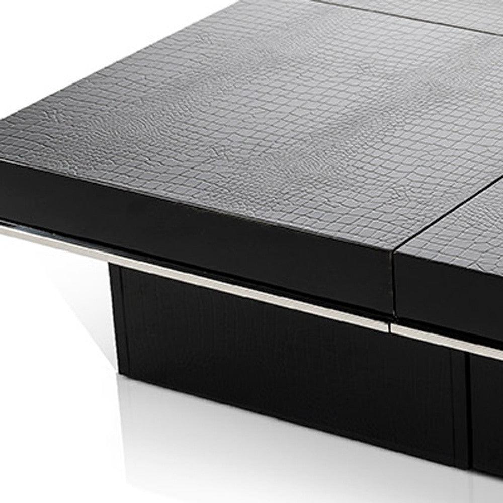 12" Black Gloss Coffee Table with Pull Out Squares - AFS