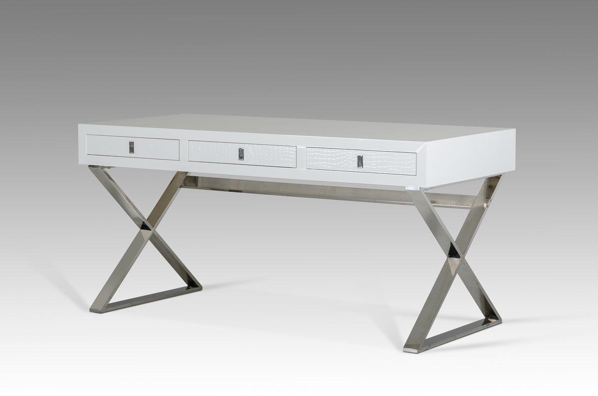 21" White Crocodile MDF and Steel Desk - AFS