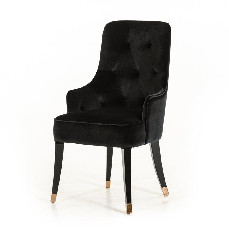 38" Black Velvet Fabric Dining Chair - AFS