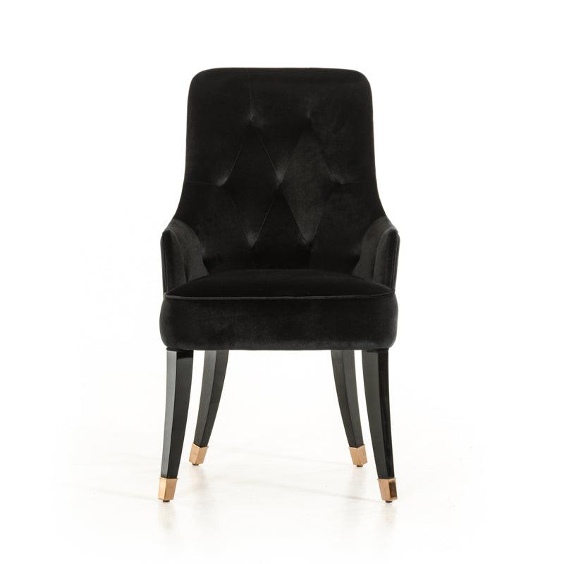 38" Black Velvet Fabric Dining Chair - AFS