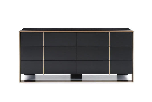 29" Black and Brushed Bronze Dresser - AFS