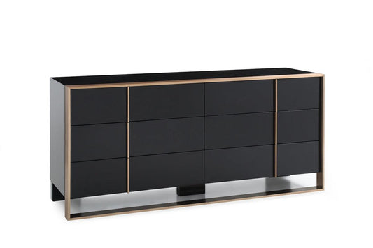 29" Black and Brushed Bronze Dresser - AFS