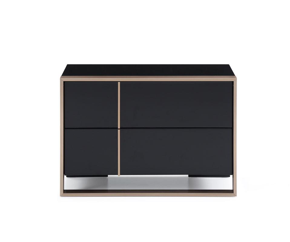 Modern Brushed Black and Bronze Nightstand - AFS