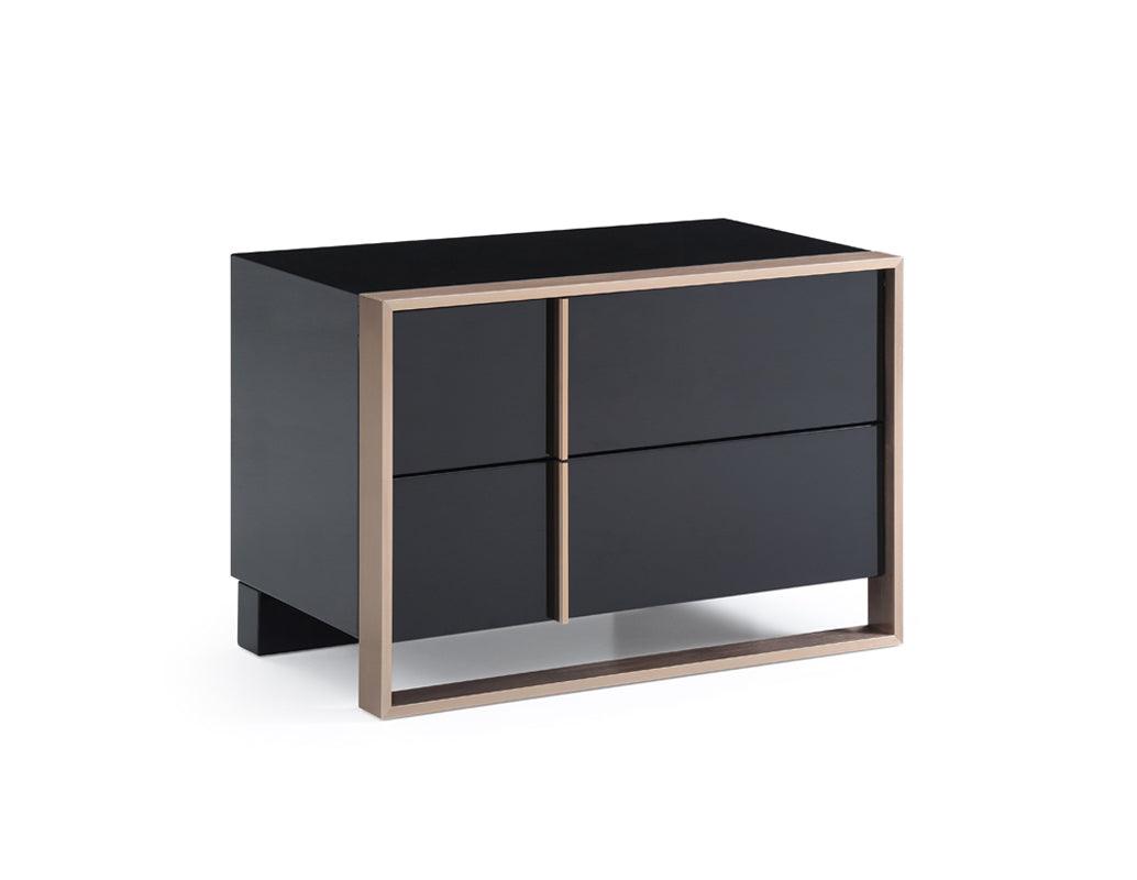 Modern Brushed Black and Bronze Nightstand - AFS