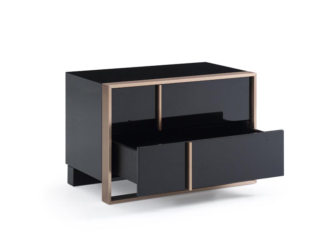 Modern Brushed Black and Bronze Nightstand - AFS