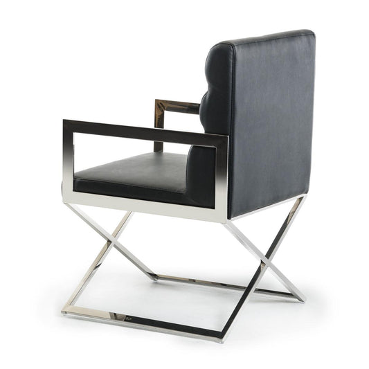 24" Black Leatherette and Stainless Steel Dining Chair - AFS