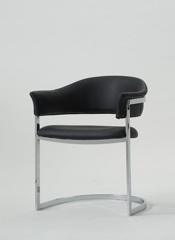 30" Black Leatherette and Stainless Steel Dining Chair - AFS