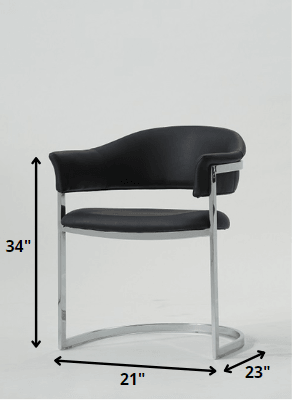 30" Black Leatherette and Stainless Steel Dining Chair - AFS