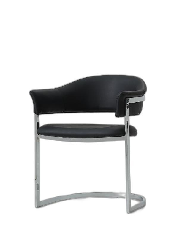 30" Black Leatherette and Stainless Steel Dining Chair - AFS