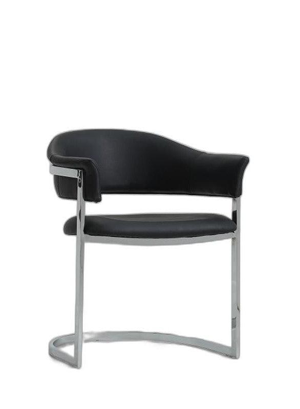 30" Black Leatherette and Stainless Steel Dining Chair - AFS