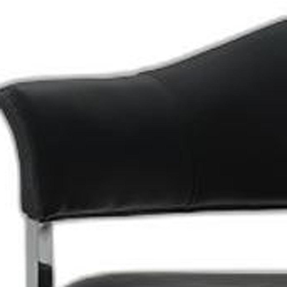 30" Black Leatherette and Stainless Steel Dining Chair - AFS