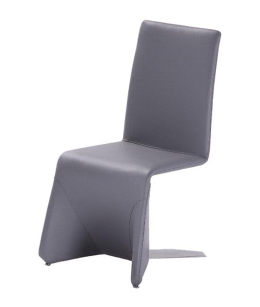 Set of Two Gray Contemporary Faux Leather Dining Chairs - AFS