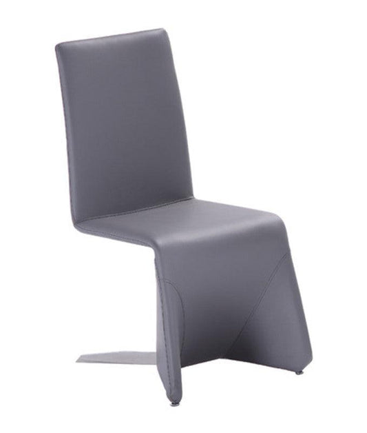 Set of Two Gray Contemporary Faux Leather Dining Chairs - AFS