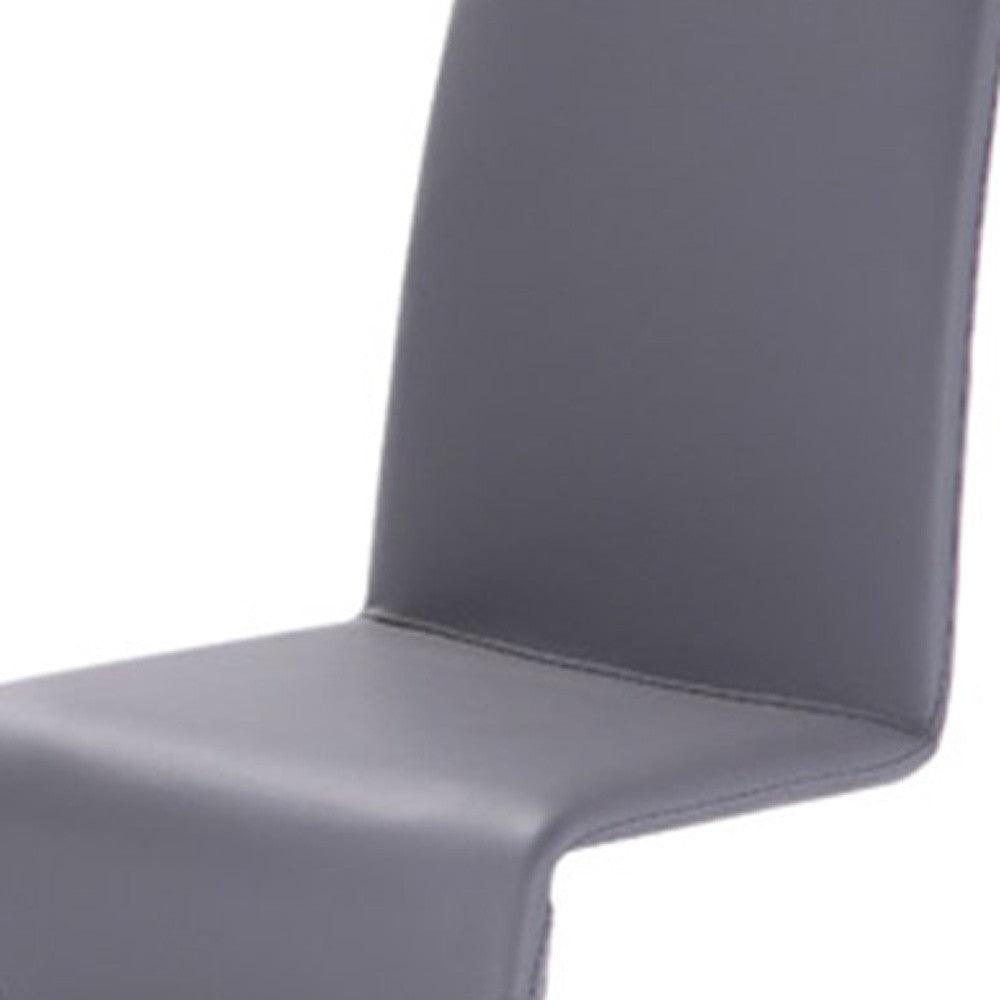 Set of Two Gray Contemporary Faux Leather Dining Chairs - AFS