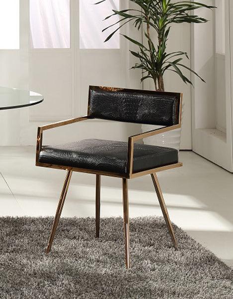 30" Black Leatherette and Rosegold Stainless Steel Dining Chair - AFS