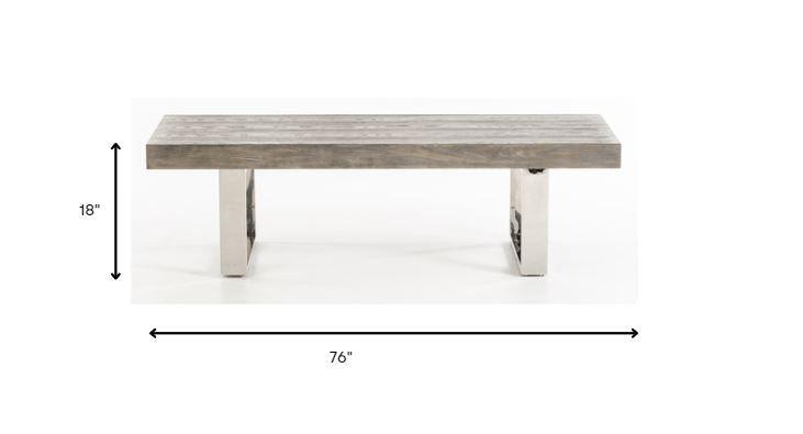 18" Grey Brush Veneer and Stainless Steel Bench - AFS