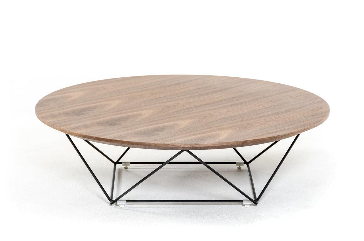 11" Walnut Veneer and Black Metal Coffee Table - AFS