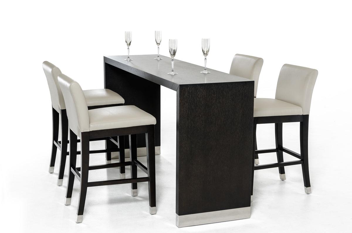 35" Wenge Veneer and Stainless Steel Bar Table - AFS