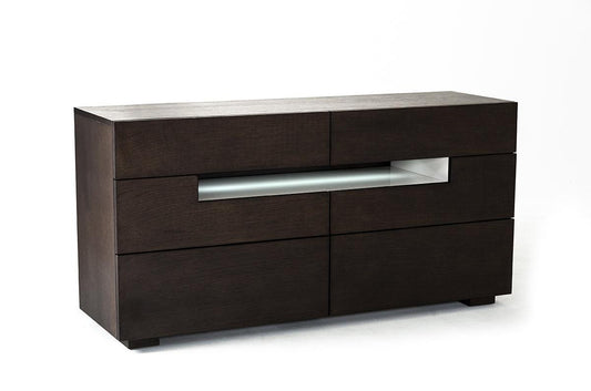 28" Brown Oak and Grey MDF Dresser with Led Lights - AFS