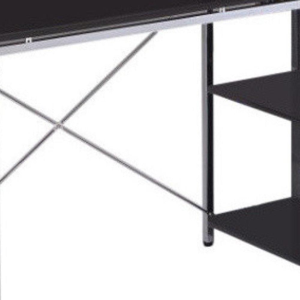 Black And Chrome Computer Desk - AFS