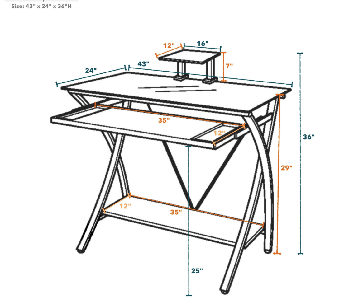 Sleek Black Glass Computer Desk - AFS