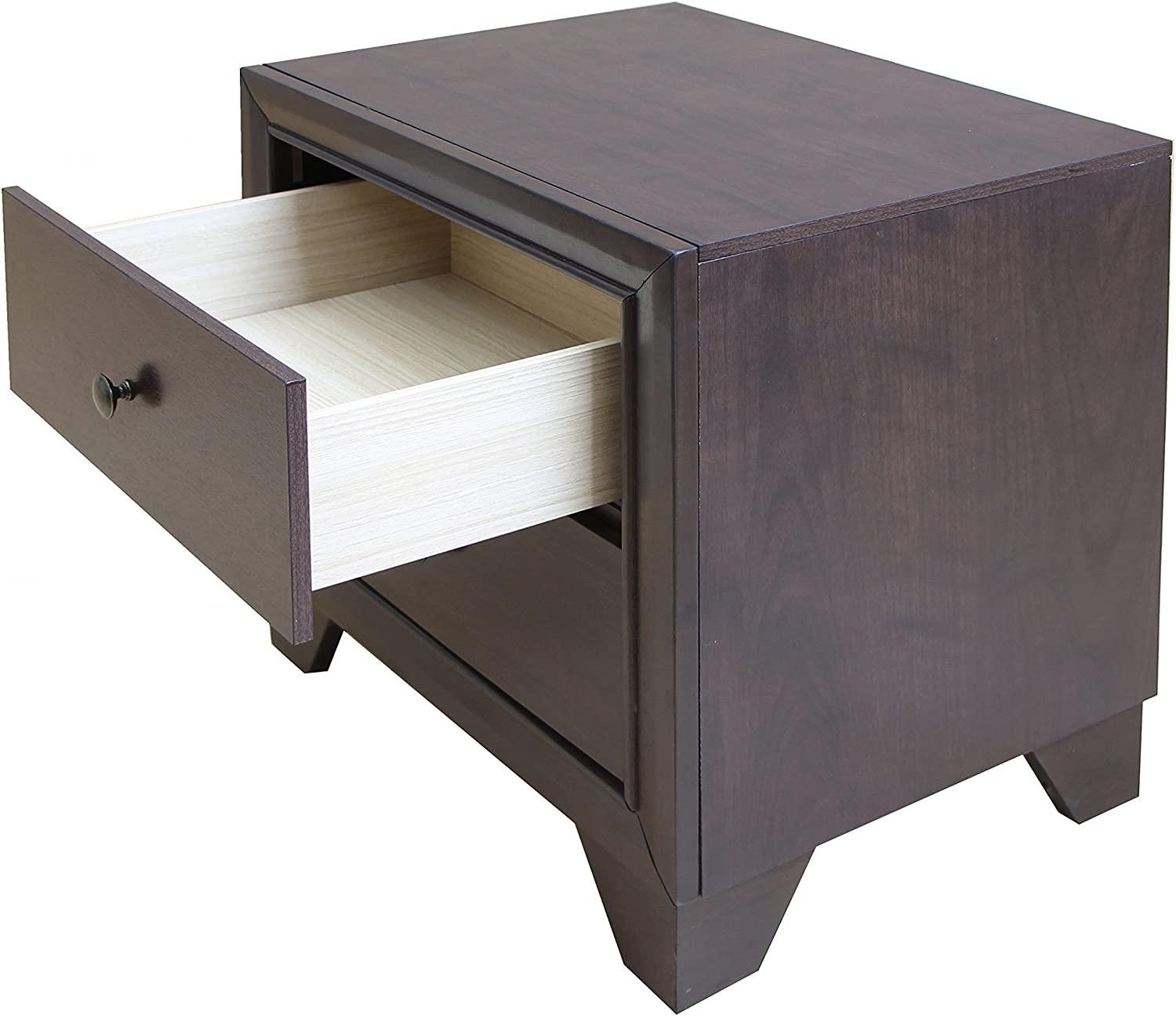 22" X 16" X 22" Espresso Rubber Wood Nightstand - AFS