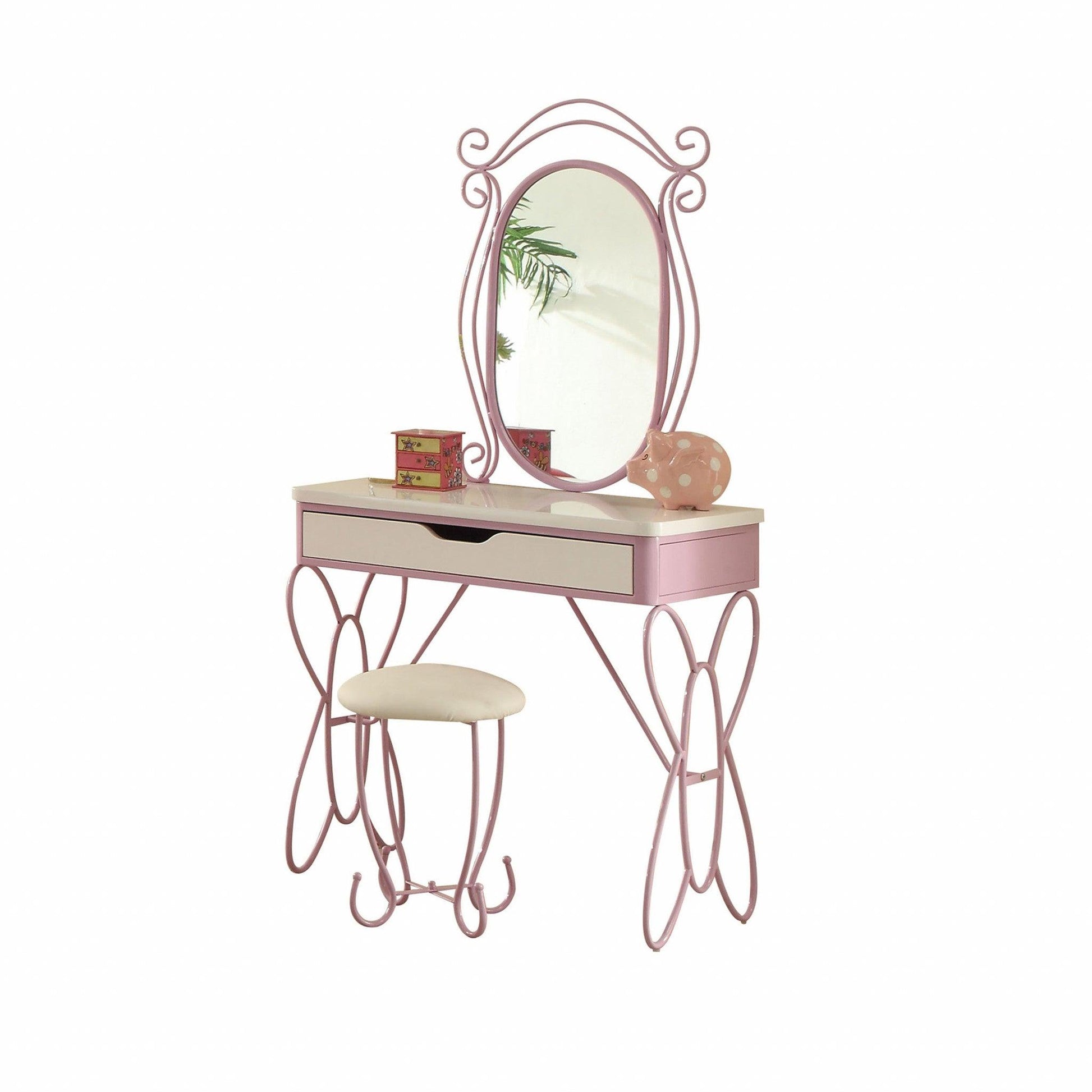 Lilac and White Butterfly Design Desk Vanity Dressing Table - AFS