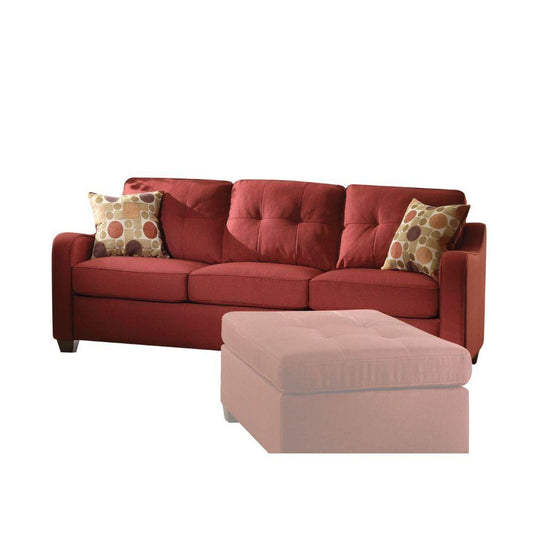 84" X 31" X 35" Red Linen Sofa With 2 Pillows - AFS