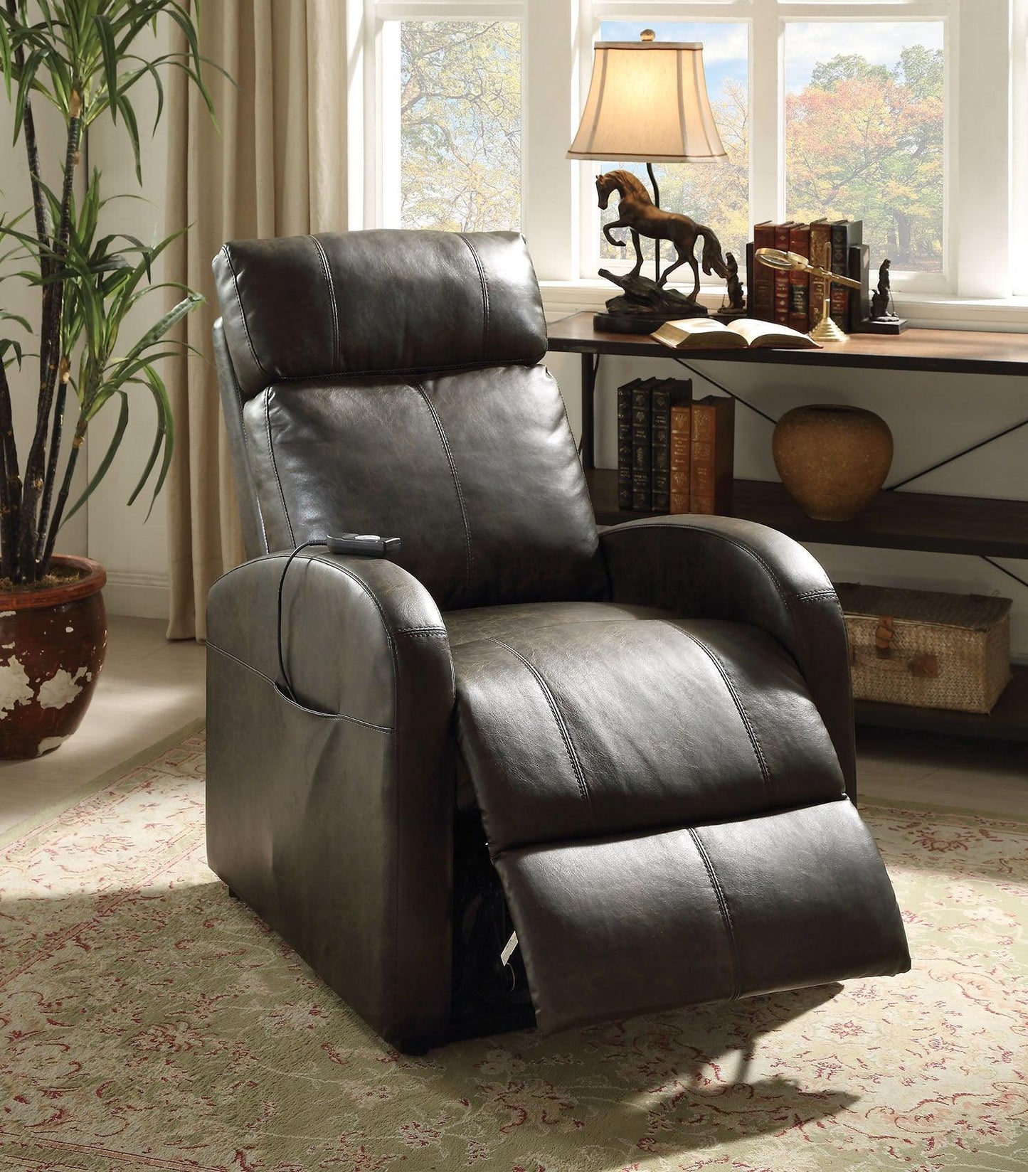 Faux Leather Power Motion Lift Recliner in Red - AFS