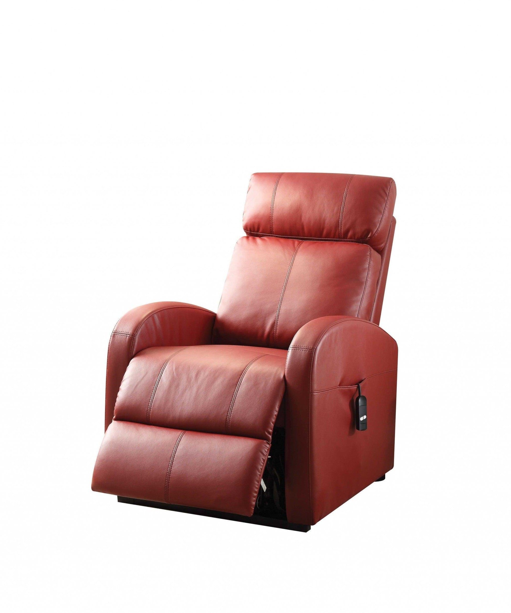 Faux Leather Power Motion Lift Recliner in Red - AFS