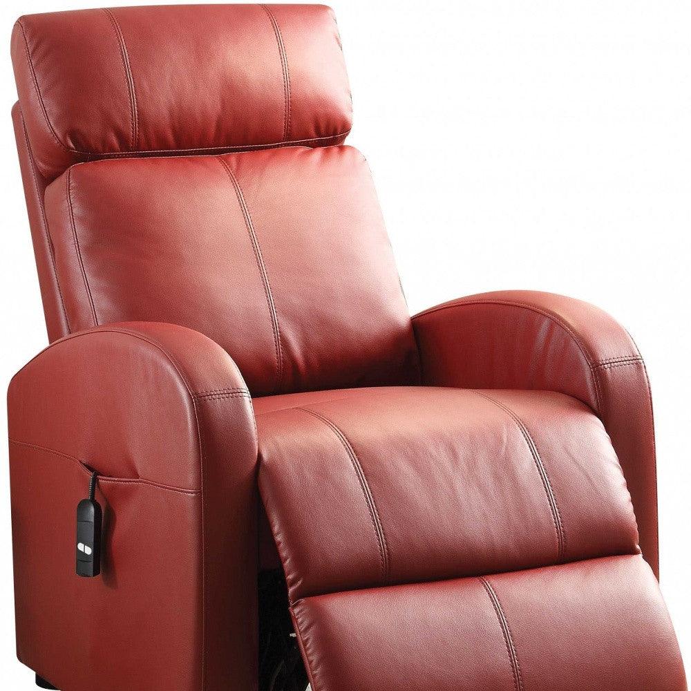 Faux Leather Power Motion Lift Recliner in Red - AFS