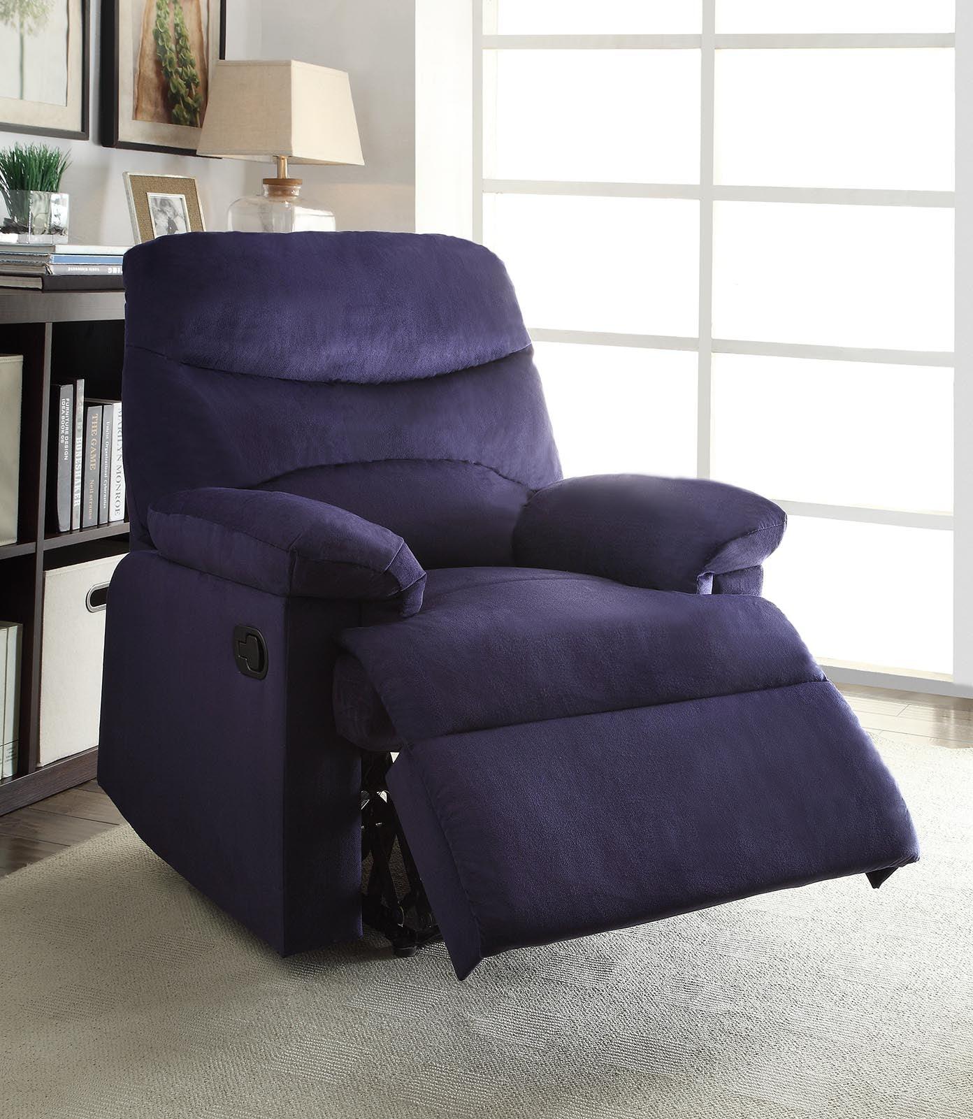 Arcadia Recliner , Blue Woven Fabric - AFS