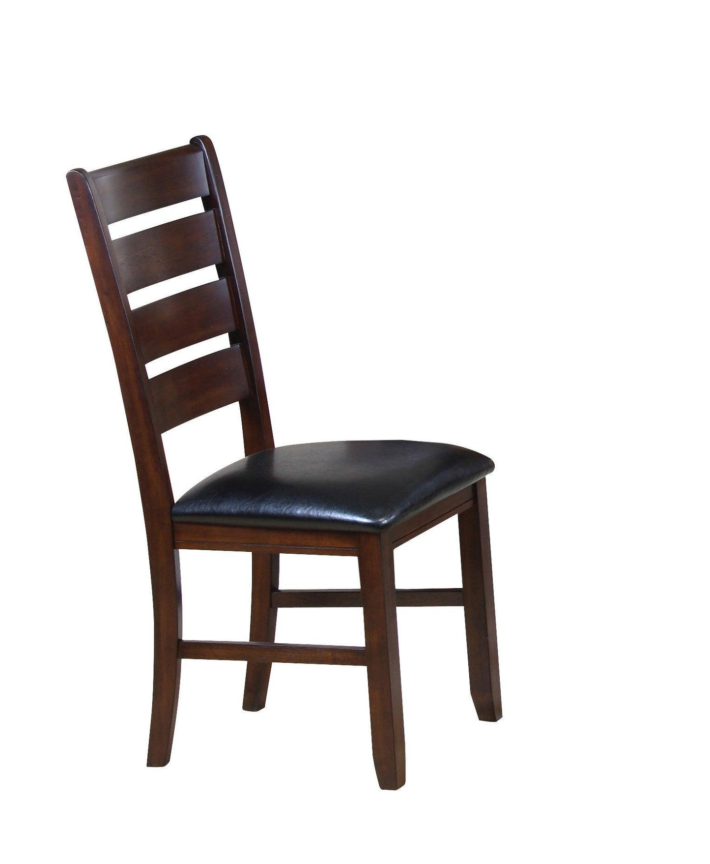 Set of 2 Dark Wood Black Faux Leather Dining or Side Chairs - AFS