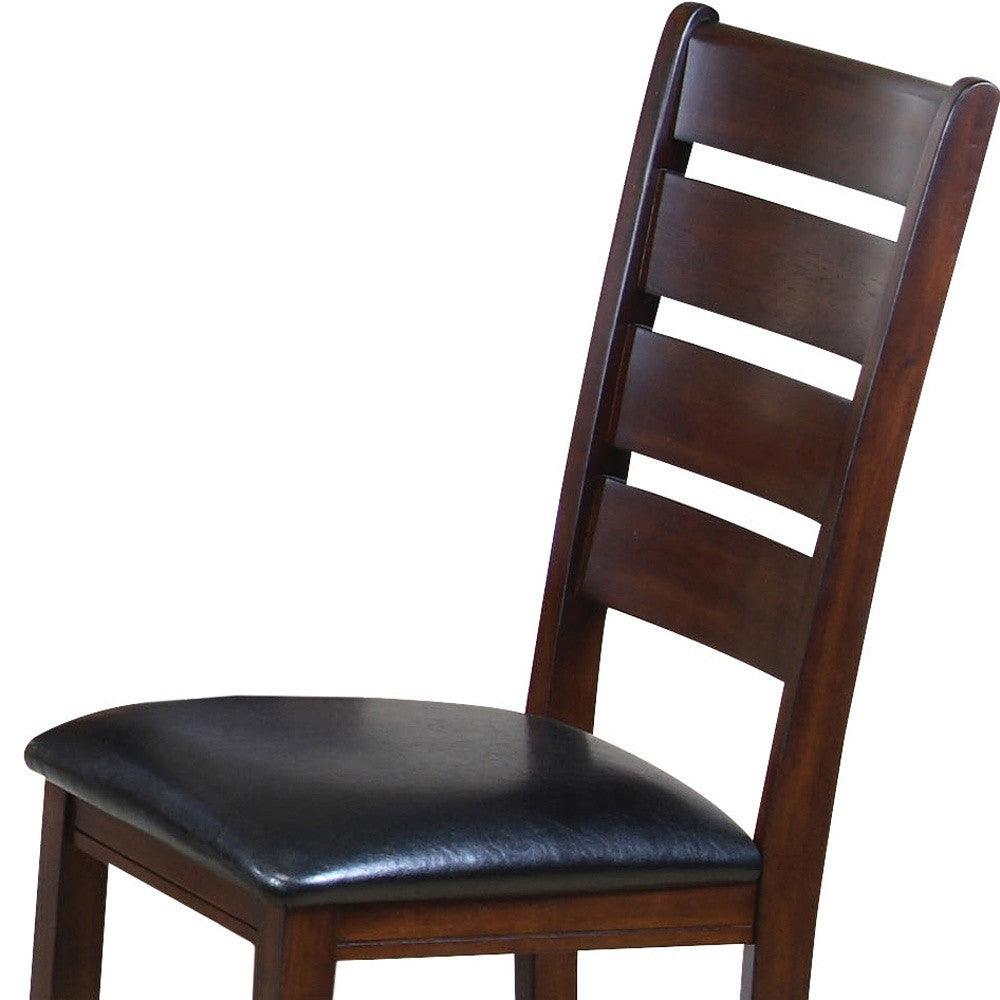 Set of 2 Dark Wood Black Faux Leather Dining or Side Chairs - AFS