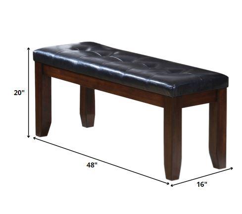 Urbana Bench , Black PU & Cherry - AFS