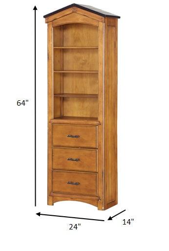 24" X 14" X 78" Rustic Oak Bookcase Cabinet - AFS