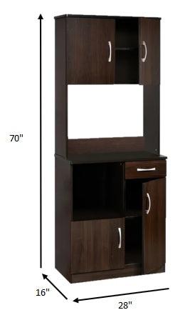 28" X 16" X 70" Espresso Kitchen Cabinet - AFS