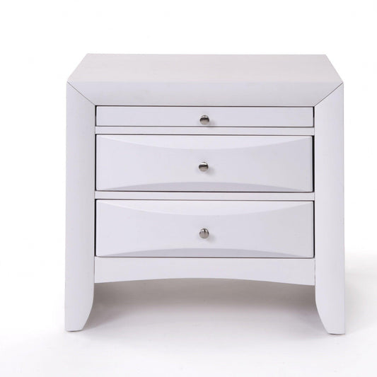 Elegant White 3 Drawer Nightstand - AFS