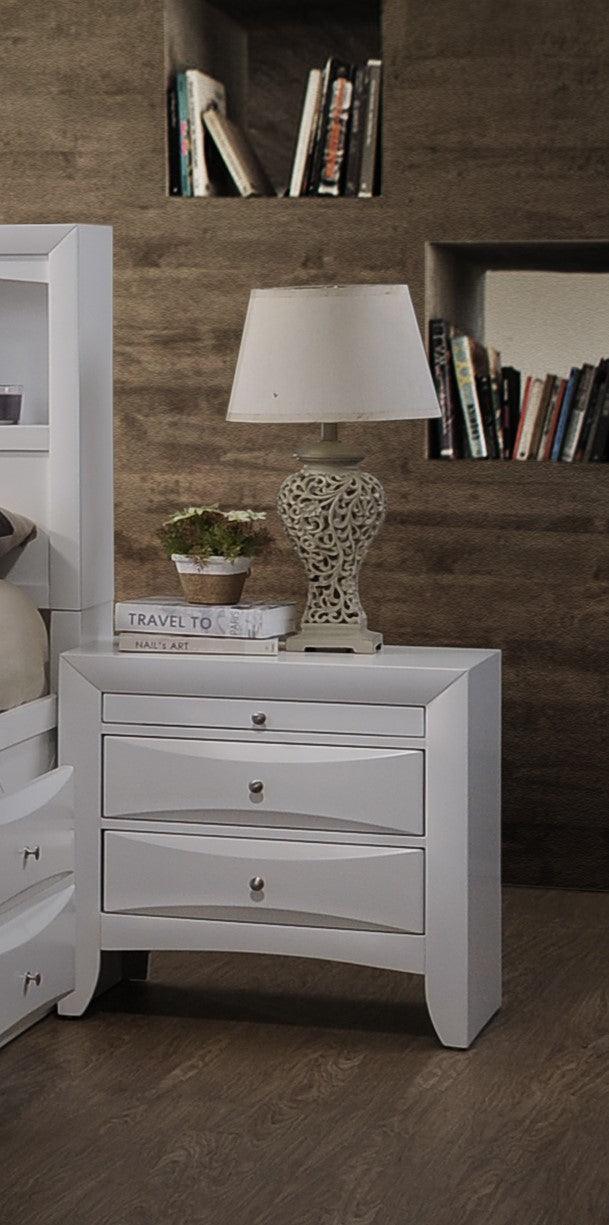 Elegant White 3 Drawer Nightstand - AFS