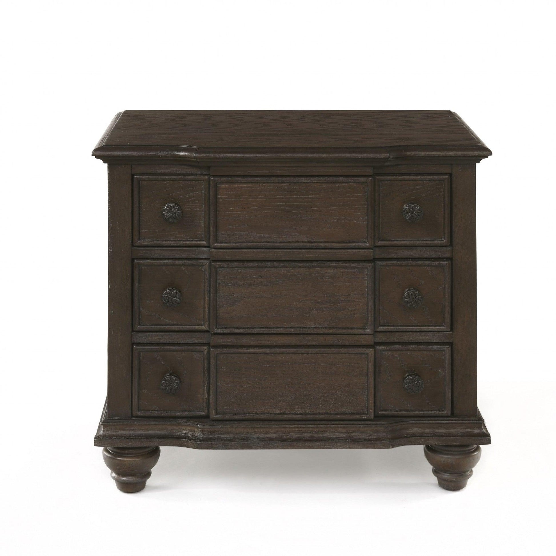 27" X 18" X 26" Weathered Oak Wooden Nightstand - AFS