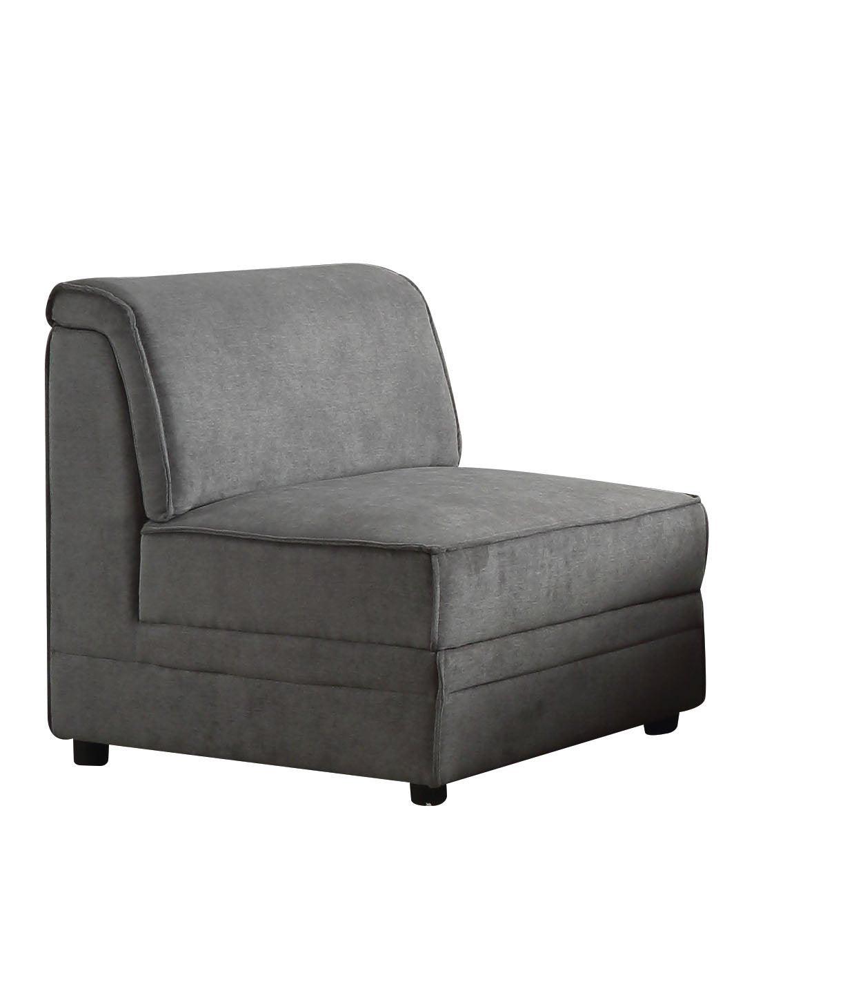 30" X 34" X 33" Gray Velvet Reversible Armless Chair - AFS